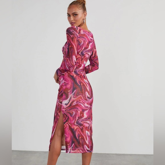 VICI Kismet Printed Mesh Cutout Midi Dress - Picture 2 of 3